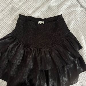 Elegant Black Cheetah Print Ruffled Skirt